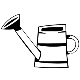 Watering can yellow black and white clipart