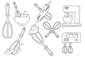 Whisk black and white vector