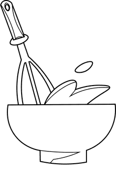 Whisk omelet black and white clipart