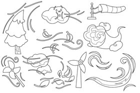 Wind black and white vector