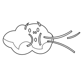 Wind cloud black and white clipart