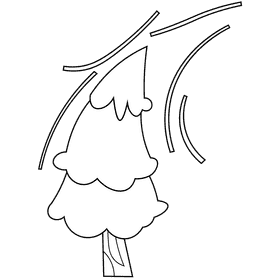 Wind tree black and white clipart