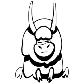 Yak sitting black and white clipart