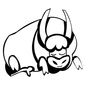 Yak sleeping black and white clipart