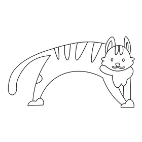 Gray cat playing black and white clipart
