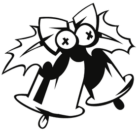 Mistletoe bells black and white clipart