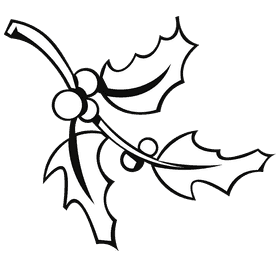 Mistletoe branch black and white clipart