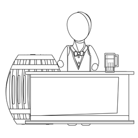 Bartender drawing black and white clipart
