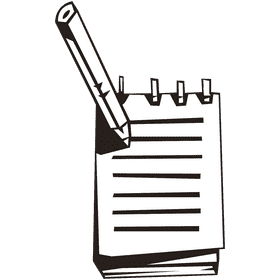 Notepad pencil spiral black and white clipart