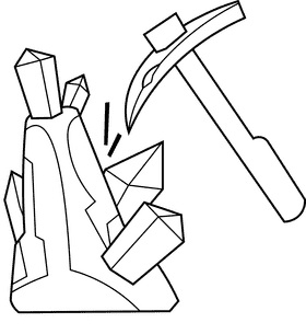 Pickaxe hit black and white clipart