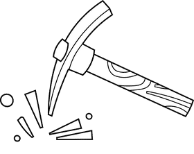 Pickaxe hit black and white clipart