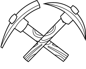 Pickaxe tools black and white clipart