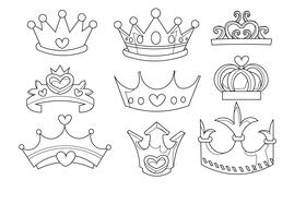 Princess crown black and white vector