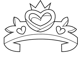 Princess crown diadem black and white clipart