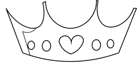 Princess crown heart black and white clipart