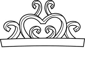 Princess crown heart black and white clipart