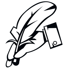 Quill hand black and white clipart