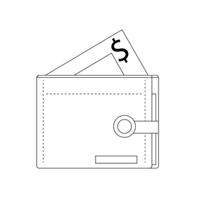 Cashier purse black and white clipart
