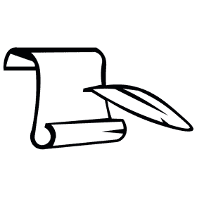 Quill scroll black and white clipart