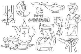 Ramadan black and white vector