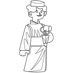 Ramadan man black and white clipart