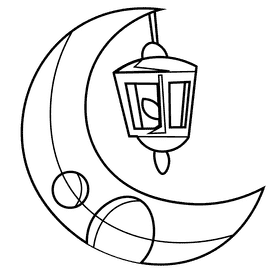 Ramadan moon black and white clipart