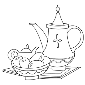 Ramadan nature morte black and white clipart