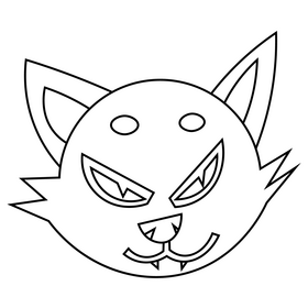 Cartoon cat evil drawing black and white clipart