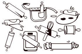 Rolling pin black and white vector