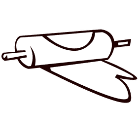 Rolling pin dough black and white clipart
