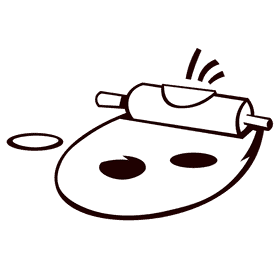 Rolling pin dough forms black and white clipart