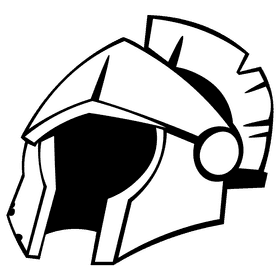 Roman helmet black and white clipart