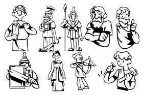 Roman character black and white vector