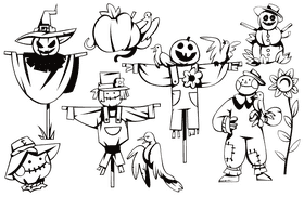 Scarecrow black and white vector