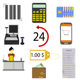 Cashier set vector