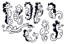 Seahorse black and white vector
