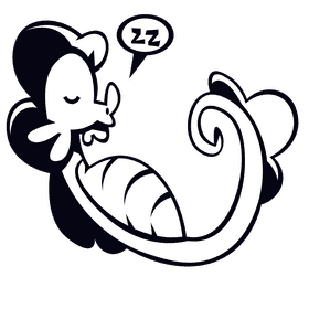 Seahorse asleep black and white clipart