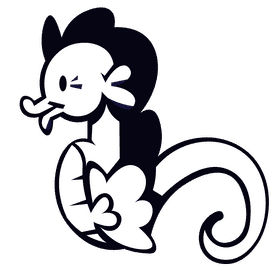 Seahorse blue black and white clipart