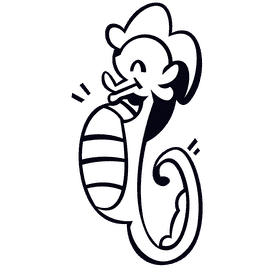 Seahorse happy black and white clipart