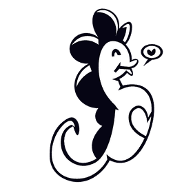 Seahorse heart black and white clipart