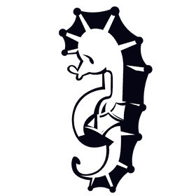 Seahorse light blue black and white clipart