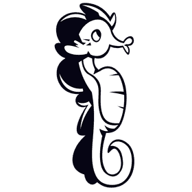 Seahorse black and white clipart