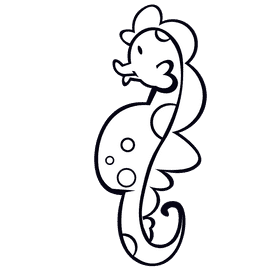 Seahorse white black and white clipart