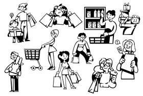 Shopping black and white vector