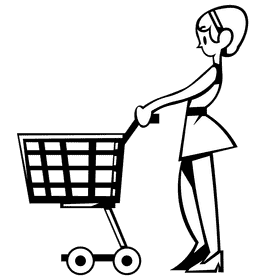 Shopping cart black and white clipart