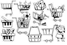 Shopping cart black and white vector