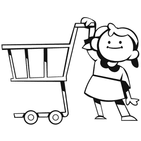 Shopping cart customer black and white clipart