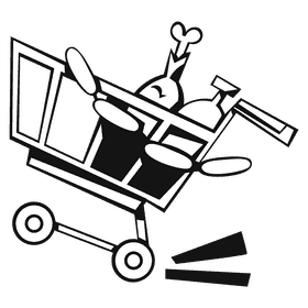 Shopping cart fast black and white clipart