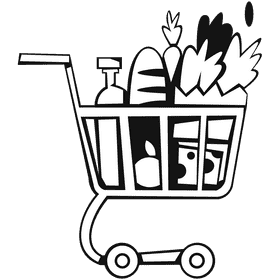 Shopping cart full black and white clipart