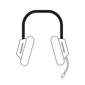 Headset drawing black and white clipart